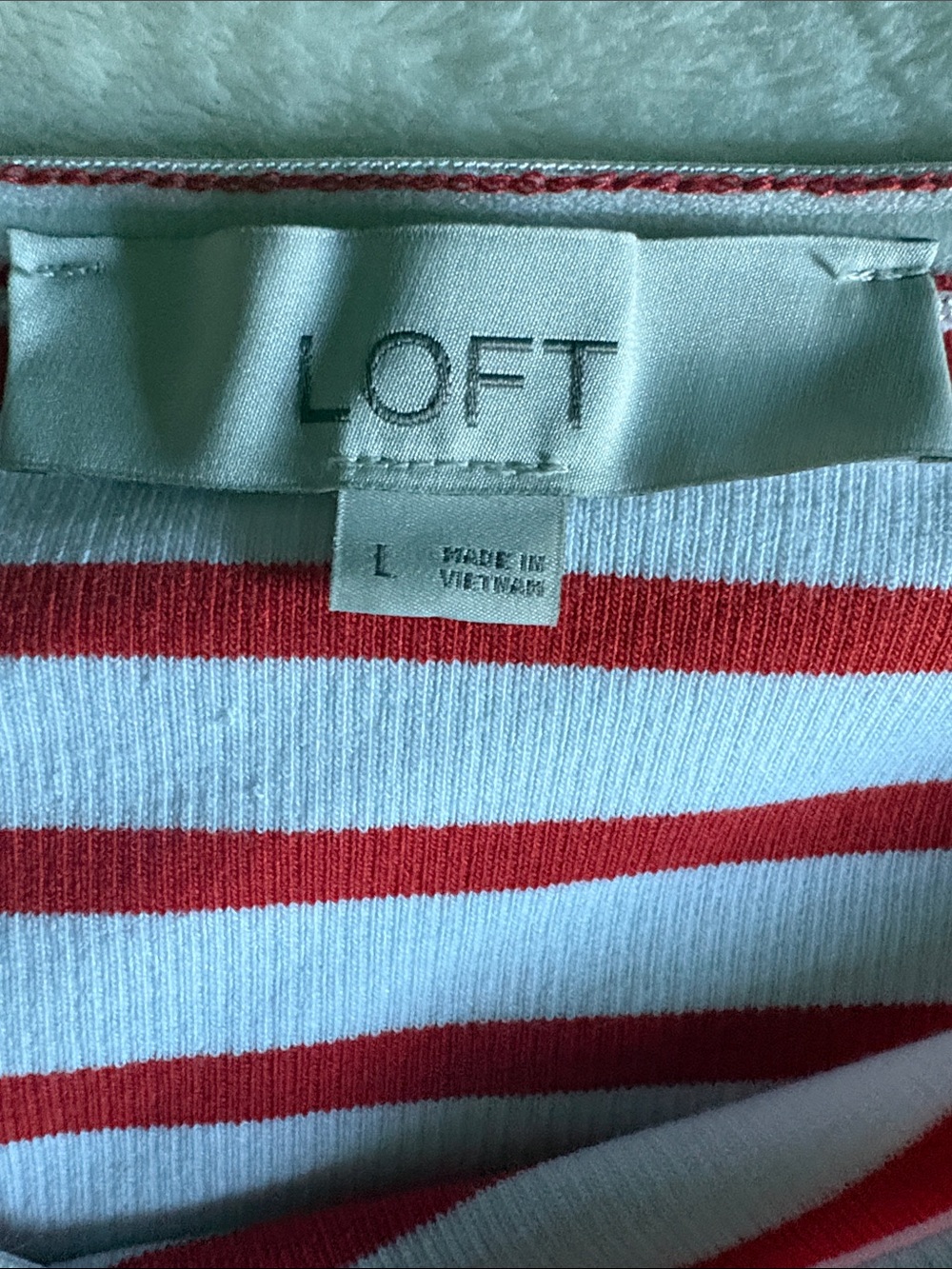 LOFT Red and White Striped tunic top